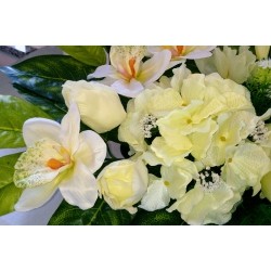 Stroik na grób XXL - hortensja, lilie, róże, tulipany, mieczyki, storczyki /553