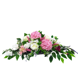 Stroik na grób cmentarz lawendowy fiolet chryzantemy róże eustoma / 201