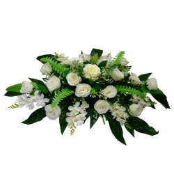 Białe róże stroik na grób cmentarz /535
