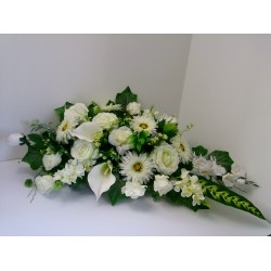 Stroik XXL na grób cmentarz gerbery białe róże  kalla/ 367