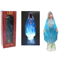 Figurka MARYJA NIEBIESKA LED na baterie 11x3,5 cm ZIMNY BIAŁY
