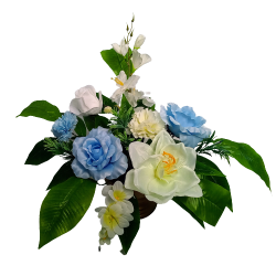 Stroik niebieski na grób cmentarz, niebieskie róże amarylis /253