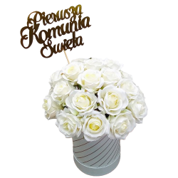 Pamiątka I Komunii Świętej białe róże flower box /632