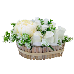 Serce białe chryzantemy róże stroik na cmentarz nagrobny /723