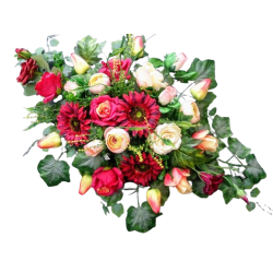Stroik na grób, bordowe kremowe róże eustoma /192