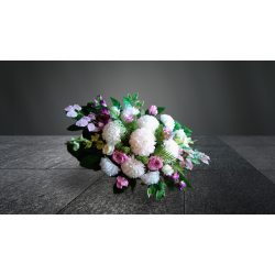 Stroik + bukiet zestaw na grób cmentarz białe chryzantemy róże/516