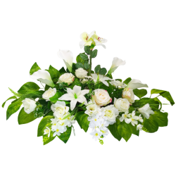 Lilie róże duży biały stroik na cmentarz grób /222