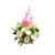 Kompozycja na stół, komodę, stroik storczyk, różowe róże, wiklinowy koszyk /667