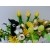 Stroik wiosenny na stół, komodę dekoracja domu - tulipany, bazie, królik, pisanki.